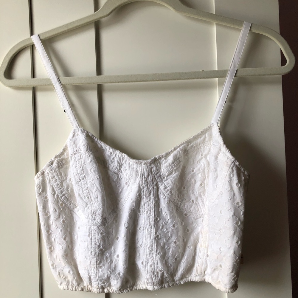 Hollister white crop top tank